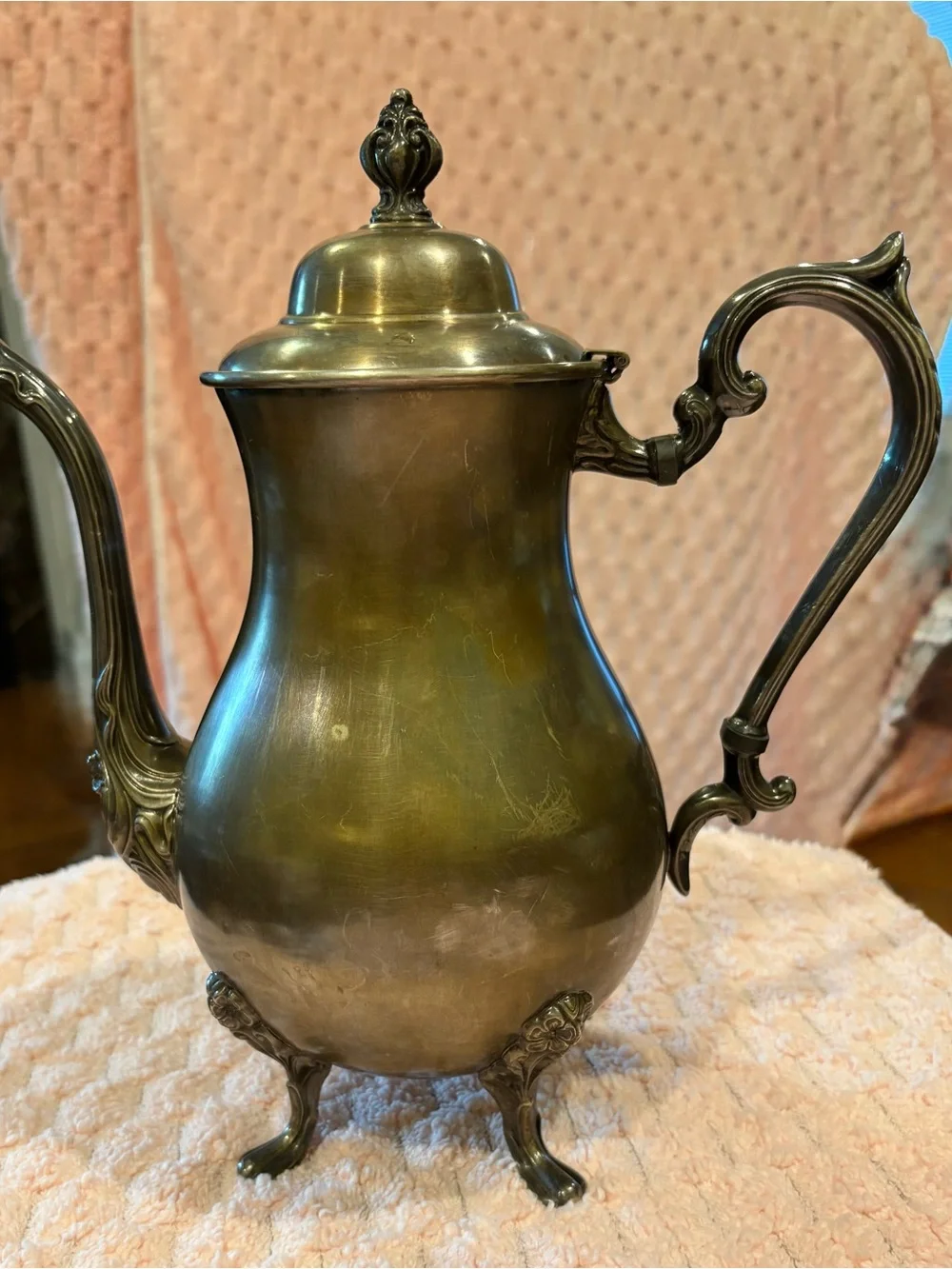 Vintage Brass-Patina Coffee Pot - Elegant Home Dining Accent